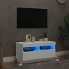 TV staliukas Televizoriaus spintelė su LED apšvietimu, balta, 80x35x40cm