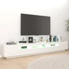 TV staliukas Televizoriaus spintelė su LED apšvietimu, balta, 260x35x40cm