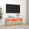 TV staliukas Televizoriaus spintelė su LED apšvietimu, ąžuolo, 100x35x40cm