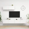 TV staliukas Televizoriaus spintelės, 3vnt., baltos, apdirbta mediena