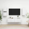 TV staliukas Televizoriaus spintelių komplektas, 5 dalių, baltas, mediena