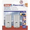 Tesa Uk Powerstrips dideli kabliukai su nuimamomis lipniomis juostelėmis, stačiakampiai - chromo spalvos, 2 kabliukai