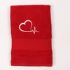 Tibex rankšluostis "embroidery Heart with Heartbeat" 70 x 140 cm, medvilninių rankšluosčių rinkinys, vonios rankšluostis, dulkių rankšluostis, rankšluosčiai svečiams, Valentino diena, jubiliejus