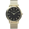 Timex madingas moteriškas laikrodis 34 mm aukso spalvos apyrankė greito atsegimo juodas ciferblatas aukso spalvos korpusas Tw2y07100, auksinis, apyrankė