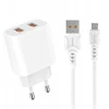 Tinklo įkroviklis 2.4a + Usb Micro laidas, baltas, De