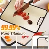 Titanium ir kviečių šiaudų dvipusė pjaustymo lenta, saugi maistui, didelė pjaustymo lenta virtuvei, mėsai ir daržovėms, patogi rankena, galima plauti indaplovėje, 38,5 x 26,5 cm pjaustymo lenta