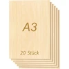 Tocome, 20 vnt. A3 liepos medienos faneros paketas, 420 x 297 x 3 mm, lazeriui tinkama fanera, 3 mm liepos medienos plokštės, fanera lazeriui