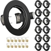 Tofisr įleidžiamas prožektorius Gu10 rinkinys, apvalus matinis juodas montavimo rėmas, skylės skersmuo 55 mm - 70 mm, su Gu10 lizdu Led arba halogeninėms (50 mm) lemputėms, 12 vnt.