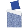 Tom Tailor renforcé patalynės komplektas, 80 x 80 cm + 135 x 200 cm, 100% medvilnė/renforcé, su reversiniu motyvu ir spalvotu užtrauktuku, organic leaves mėlynas, baltas (cobalt)