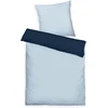 Tom Tailor satininis patalynės komplektas 80 x 80 cm + 135 x 200 cm, 100% medvilnė/satinas, su dviguba siūle ant pagalvės, reversinis motyvas ir spalvotas prekės ženklo užtrauktukas, dviejų tonų vienspalviai mėlyni atspalviai (tamsiai mėlyna ir žydra)