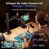 Tomlov tm4k-af flex 4k automatinio fokusavimo skaitmeninis mikroskopas hdmi, 8 colių ips monetų didinimas 2000x, 52mp mikroskopo kamera litavimui, su lanksčia rankena, daugiafunkcinis litavimo kilimėlis, žiedinė lempa, 64gb kortelė