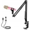 Tonor Dinaminis Usb Type-c Rgb Mikrofonas Rožinis Žaidimams Podcast'ams Karaoke