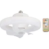 Tonysa lubų ventiliatorius su šviestuvu 360 laipsnių pasukamas reguliuojamas pritemdomas E27 Led šviestuvas 5 mentės 48w su nuotoliniu valdymu garažui, baltas
