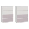 Top E Shop 2x Topeshop Komoda Malwa su 4 stalčiais 70x97x40cm Arteso Rožinė spalvos rožinė