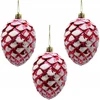 Top Gift Kalėdiniai žaisliukai, eglutės papuošimai, kankorėžių formos, raudoni, dideli 9cm, 3vnt