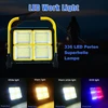Topbos 100 W statybinis prožektorius Led su trikoju, 10000 Lm nešiojamas darbo žibintas, 16500 Mah baterija su Usb-c ir saulės įkrovimu, Ip54 atsparus vandeniui, 4 šviesos režimai, skirtas dirbtuvėms, statybvietei