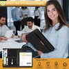 Toplive A4 rašymo dėklas, aplankas dokumentams su užtrauktuku, rašymo bloknotas, išskirtinis A4 rašymo dėklas su žiediniu segtuvu, užtrauktuku, su A4 rašymo bloknotu, juodas