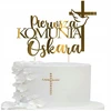 Topperis Krzyż ant torto Pirmoji Komunija + bet koks Vardas Auksinė dekoracija