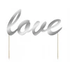 Torto viršūnė "love" sidabrinė 15cm 1vnt Vestuvės