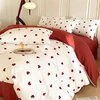 Tospass Love patalynės komplektas 200 x 200 cm baltas raudonas širdelės mergaičių patalynės komplektas su meilės motyvu romantiškas mikropluošto antklodės užvalkalas 1 antklodės užvalkalas su užtrauktuku 2 pagalvių užvalkalai 80 x 80 cm