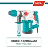 Total kombinuotas plaktukas 1500 W | 5.5 J smūgio energija | 850 Rpm plienui, medžiui ir betonui | Sds-plus kotas, įskaitant 3 grąžtus ir 2 kaltus | Balta ir mėlyna, 1/2 colio, metalas