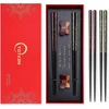 Totken 2 porų rinkinys natūralūs mediniai valgomieji pagaliukai rankų darbo starry sky pagaliukai ir 2 rankų darbo butterfly sticks laikikliai su premium dovanų dėžute (dovanos pasirinkimas)