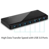 Tp-link Uh700 7 prievadų Usb 3.0 šakotuvas su maitinimo adapteriu ir Usb 3.0 laidu, iki 5 Gbps, karštas keitimas, palaiko Windows, Mac Os, Linux, juodas