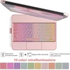 Tqq dėklas, skirtas Ipad 10 kartos su Klaviatūra/(a16) 11 kartos (11/10,9 colio, 2025/2022) su dideliu tiksliuoju jutikliniu kilimėliu, nešiojamojo kompiuterio klaviatūra su 10 spalvų apšvietimu, itališka