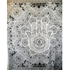 Tradicinis didelis Jaipur Hamsa rankos gobelenas, Fatima rankos sienų dekoracija, Indijos bendrabutis, kambario dekoracija, Hippie Bohemian sėkmės sienų dekoras, 88 x 95 colių