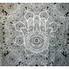 Tradicinis didelis Jaipur Hamsa rankos gobelenas, Fatima rankos sienų dekoracija, Indijos bendrabutis, kambario dekoracija, Hippie Bohemian sėkmės sienų dekoras, 88 x 95 colių