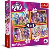 Trefl - My Little Pony, Susipažink su poniukais - Dėlionė 4-in-1, 4 žaidimai, nuo 35 iki 70 elementų - Spalvinga dėlionė, skirtingi sudėtingumo lygiai, vaikams nuo 4 metų