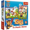 Trefl - Paw Patrol, šuniukų komanda veiksme - 3 viename: 2 x dėlionės + atminties žaidimas, dėlionės su pasakų personažais, 30 ir 48 elementai, skirtingi sudėtingumo lygiai, 24 memo kortelės, linksmybės vaikams nuo 3 metų