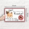 Triosk įspėjamasis ženklas "šunims draudžiama", juokingas draudimo ženklas su posakiu "kacken Verboten", įspėjamasis ženklas "surinkite krūvelę", dovana šunų mylėtojams, skardinis ženklas 30 x 20 cm, didelis