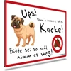 Triosk įspėjamasis ženklas "šunims draudžiama", juokingas draudimo ženklas su posakiu "kacken Verboten", įspėjamasis ženklas "surinkite krūvelę", dovana šunų mylėtojams, skardinis ženklas 30 x 20 cm, didelis
