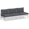 Trivietė sodo sofa su antracito pagalvėlėmis, pušies masyvas