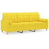 Fotelis Trivietė sofa su pagalvėlėmis, šviesiai geltona, 180cm, audinys