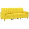 Fotelis Trivietė sofa su pagalvėlėmis, šviesiai geltona, 180cm, audinys