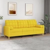 Fotelis Trivietė sofa su pagalvėlėmis, šviesiai geltona, 180cm, audinys