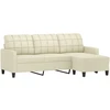 Fotelis Trivietė sofa su pakoja, kreminės spalvos, 180cm, dirbtinė oda