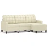 Fotelis Trivietė sofa su pakoja, kreminės spalvos, 180cm, dirbtinė oda