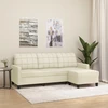 Fotelis Trivietė sofa su pakoja, kreminės spalvos, 180cm, dirbtinė oda
