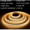 Ttway Cob led juosta 3 m, 2700 K šiltai balta led juosta su maitinimo šaltiniu ir nuotolinio valdymo pulteliu, Dc24 V, 480 led/m, Cri 90+, 8 mm pločio, pritemdomos šviesos juostos miegamojo dekoravimui