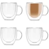 Tuihja dvigubų sienelių kavos puodelių rinkinys su rankenėle, dvigubo stiklo puodeliai espresui, latte, cappuccino (150 ml), 4 vnt.