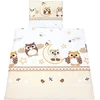 Tuptam unisex kūdikio lovelės komplektas, 4 dalių patalynės komplektas: antklodė ir pagalvė su užvalkalu, spalva: Owls rusvai gelsvas, dydis: 80 x 80 cm