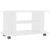 TV staliukas TV spintelė su ratukais, baltos spalvos, 80x40x45 cm, mediena