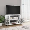 TV staliukas TV spintelė su ratukais, baltos spalvos, 80x40x45 cm, mediena