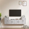 TV staliukas TV spintelių komplektas, 4 dalių, pilkas ąžuolo, mediena