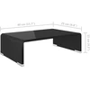 TV staliukas TV stovas/monitoriaus pakyla, juodas stiklas, 40x25x11 cm
