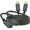 Twozoh Hdmi ilginimo kabelis 0,5 m, 2 vnt. pakuotė, 4k Hdmi ilginimas, nuo vyriško iki moteriško pinto nailono Hdmi 2.0 kabelio adapteris palaiko 4k@60hz 3d Hdr