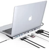 Tymyp 10-in-1 triguba doko stotis Usb C, dvigubas monitoriaus Usb C šakotuvas su 4k Hdmi, Vga, 3 x Usb 3.0, Pd 100 W, Ethernet, Sd/tf lizdai, nešiojamojo kompiuterio doko stotis, suderinama su nešiojamuoju kompiuteriu ir Windows